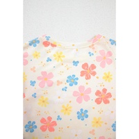 Apricot Floral Print Crop Top Wide Leg Short Set - M thumbnail