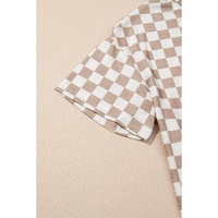Brown Checkerboard T Shirt and High Waist Skorts 2 Piece Outfit - M thumbnail