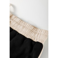 Black Color Contrast Loose Pullover and Lace-up Waist Skort Set - L thumbnail