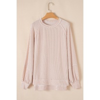 Jet Stream Corded Lantern Sleeve Top High Waist Ruffled Mini Skirt Set - M thumbnail