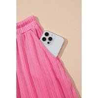 Bonbon Textured Ruffle Trim Crop Vest Lace-up Long Skirt Set - XL thumbnail