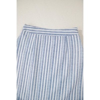 Sky Blue Stripe Buttoned Office Waistcoat Mini Skirt Set - S thumbnail