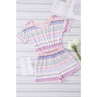 Multicolor Aztec Print Short Sleeve Romper - L thumbnail