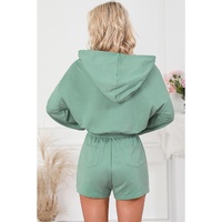 Blue French Terry Hoodie Romper - L thumbnail