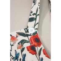 Beige Floral Print Bib Open Back Romper - XL thumbnail