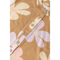Khaki Floral Print Sleeveless Button up Wide Leg Loose Jumpsuit - L thumbnail