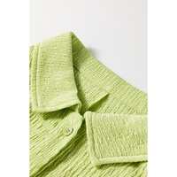 Meadow Mist Green Textured Short Sleeve Patched Pocket Buttoned Shirt Romper - L thumbnail