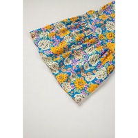 Yellow Floral Allover Print Shirred Cut Out High Waist Jumpsuit - L thumbnail