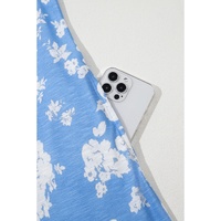 Myosotis Floral Print Half Button Wide Leg Relaxed Sleeveless Jumpsuit - L thumbnail