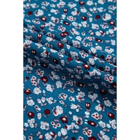 Blue Vintage Boho Floral Smocked Short Puff Sleeve Wide Leg Jumpsuit - M thumbnail