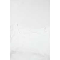 White Lace Sleeves Square Neck Bodysuit - L thumbnail