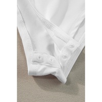 White Zip up Mock Neck Ribbed Sleeveless Bodysuit - L thumbnail