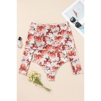 Pink Floral Printed Long Sleeve Sheath Bodysuit - L thumbnail
