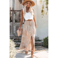 Azura Exchange Flower Print Maxi Skirt with Smocked Waist and Button Slit - L thumbnail
