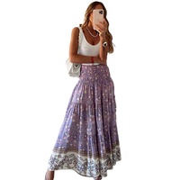 Azura Exchange Floral Print High Waist Maxi Skirt - L thumbnail