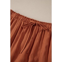 Chestnut Mineral Wash Cargo Pocket Drawstring Waist Maxi Skirt - L thumbnail