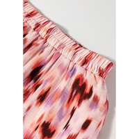 Pink Abstract Watercolor Tie Dye Tiered Maxi Skirt - L thumbnail