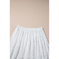 White Lace Ruffled High-low Hem Midi Skirt - L thumbnail