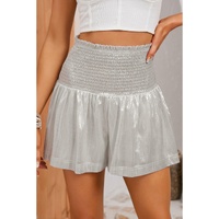 Azura Exchange Smocked High Waist Shorts with Metallic Sheen - L thumbnail