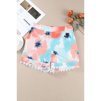 Azura Exchange Water Marbling Print Lace Trim Shorts - 10 US thumbnail