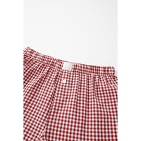 Red Plaid Gingham Printed High Waist Shorts - L thumbnail