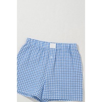 blue Red Plaid Gingham Printed High Waist Shorts - L thumbnail