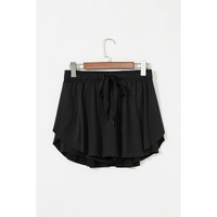 Black Drawstring High Waist Lined Tennis Skorts - L thumbnail
