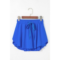 Sky Blue Drawstring High Waist Lined Tennis Skorts - S thumbnail