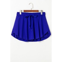 Dark Blue Drawstring High Waist Lined Tennis Skorts - L thumbnail