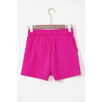 Sachet Pink Half Elastic Waist Casual Pocketed Shorts - M thumbnail