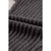 Dark Grey Wide Waistband Ribbed Textured Knit Leggings - S thumbnail