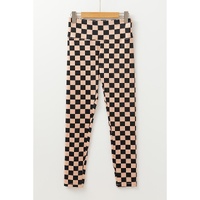 Khaki Checkered Pattern High Waist Skinny Leggings - M thumbnail
