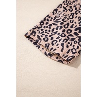 Khaki Leopard Print Ribbed Textured Knit Biker Shorts - XL thumbnail