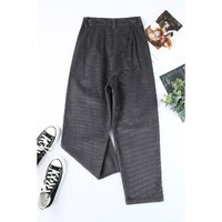 Gray Corduroy High Waist Straight Leg Pants - 10 US thumbnail