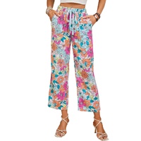 Azura Exchange Flower Print Pocketed Drawstring Waist Wide Leg Pants - L thumbnail