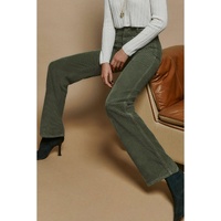 Azura Exchange Green High Waist Square Pockets Corduroy Pants - L thumbnail