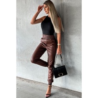 Azura Exchange Smocked High-Waist Leather Skinny Pants - L thumbnail