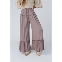 Azura Exchange Frilled Drawstring High Waist Wide Leg Pants - L thumbnail