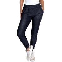 Black Elastic Waist Pocketed Pebble Joggers - L thumbnail
