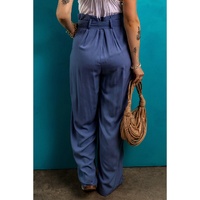 Wild Wind Belted Frilly Waist Wide Leg Loose Pants - L thumbnail