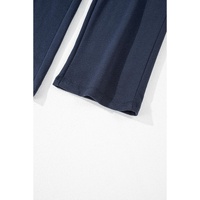 Navy Blue Solid Color Fleece Lined Drawstring Waist Casual Pants - 2XL thumbnail