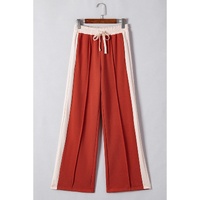 Flamingo Color Block Drawstring High Waist Wide Leg Pants - L thumbnail