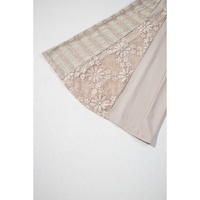 Smoke Gray Boho Lace Patchwork Wide Leg High Waist Pants - L thumbnail