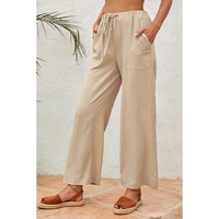 Azura Exchange Drawstring Waist Crinkled Wide Leg Pants - S thumbnail