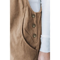 Gray Morn Solid Pocketed Loose Fit Corduroy Overall - L thumbnail
