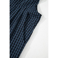 Sail Blue Plaid Print Buttoned Pocketed High Waist Overall - L thumbnail