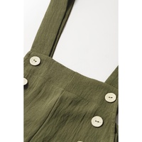 Jungle Green Solid Color Buttoned Straight Leg Overall - M thumbnail