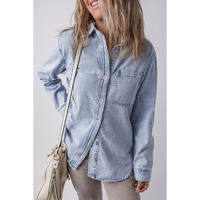 Beau Blue Long Sleeve Buttoned Chest Pocket Denim Shacket - XL thumbnail