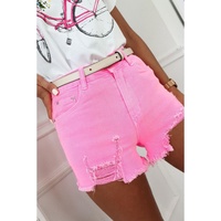 Rose Solid Color Distressed Denim Shorts - 10 US thumbnail