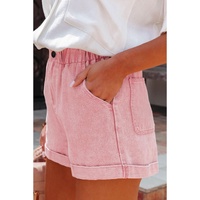 Dusty Pink Vintage Washed Frilled High Waist Denim Shorts - 10 US thumbnail